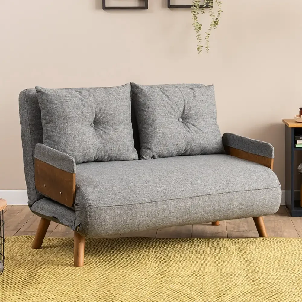 Canapea Extensibilă 2 Locuri Modernă 190x120 cm – Stofă Gri – Esme