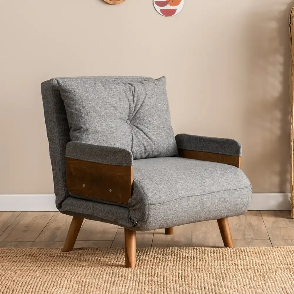 Fotoliu Extensibil Gri Deschis, Esme, 190 x 70 cm