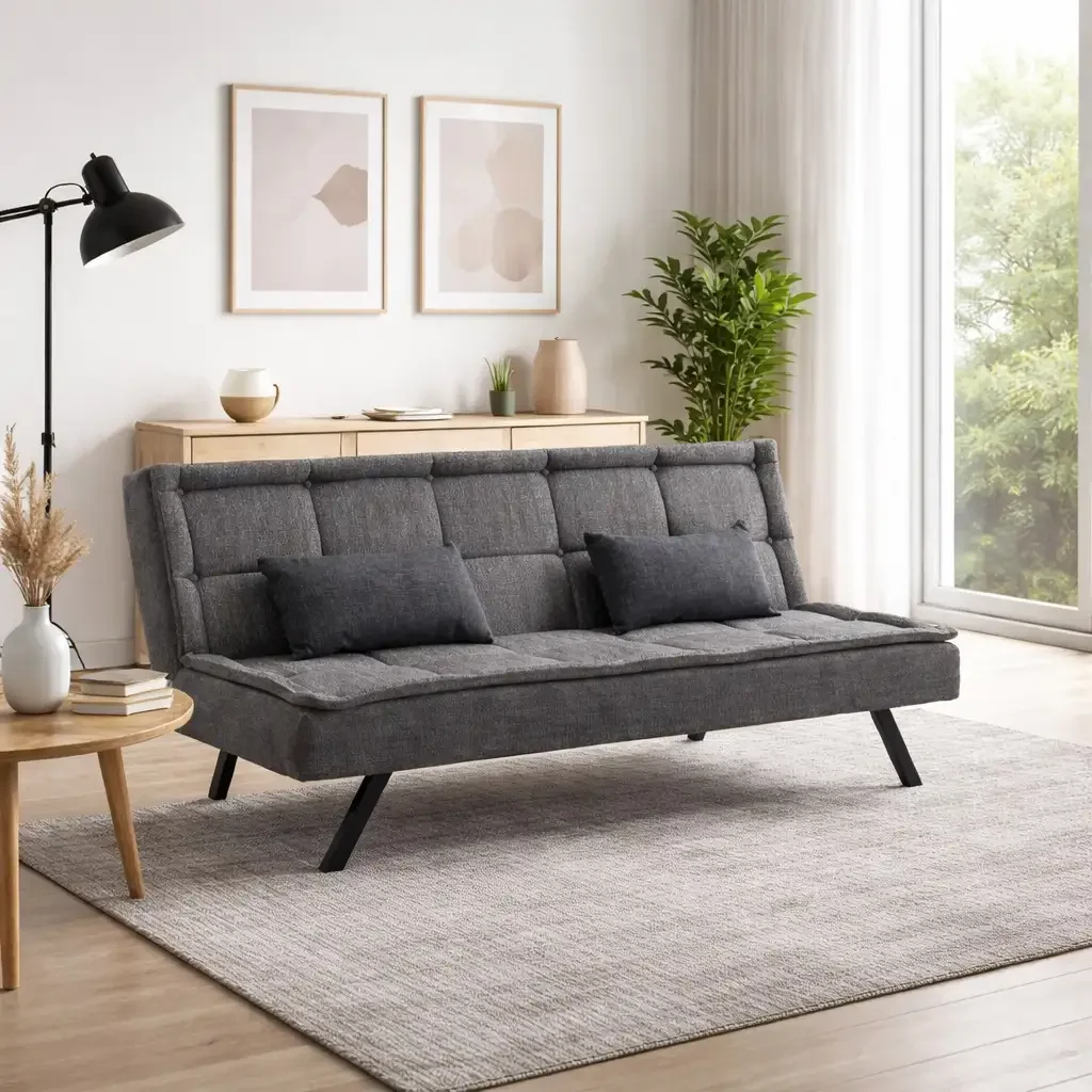 Canapea Extensibila Moderna 185x89x90 cm – Stofa Gri – Monaco