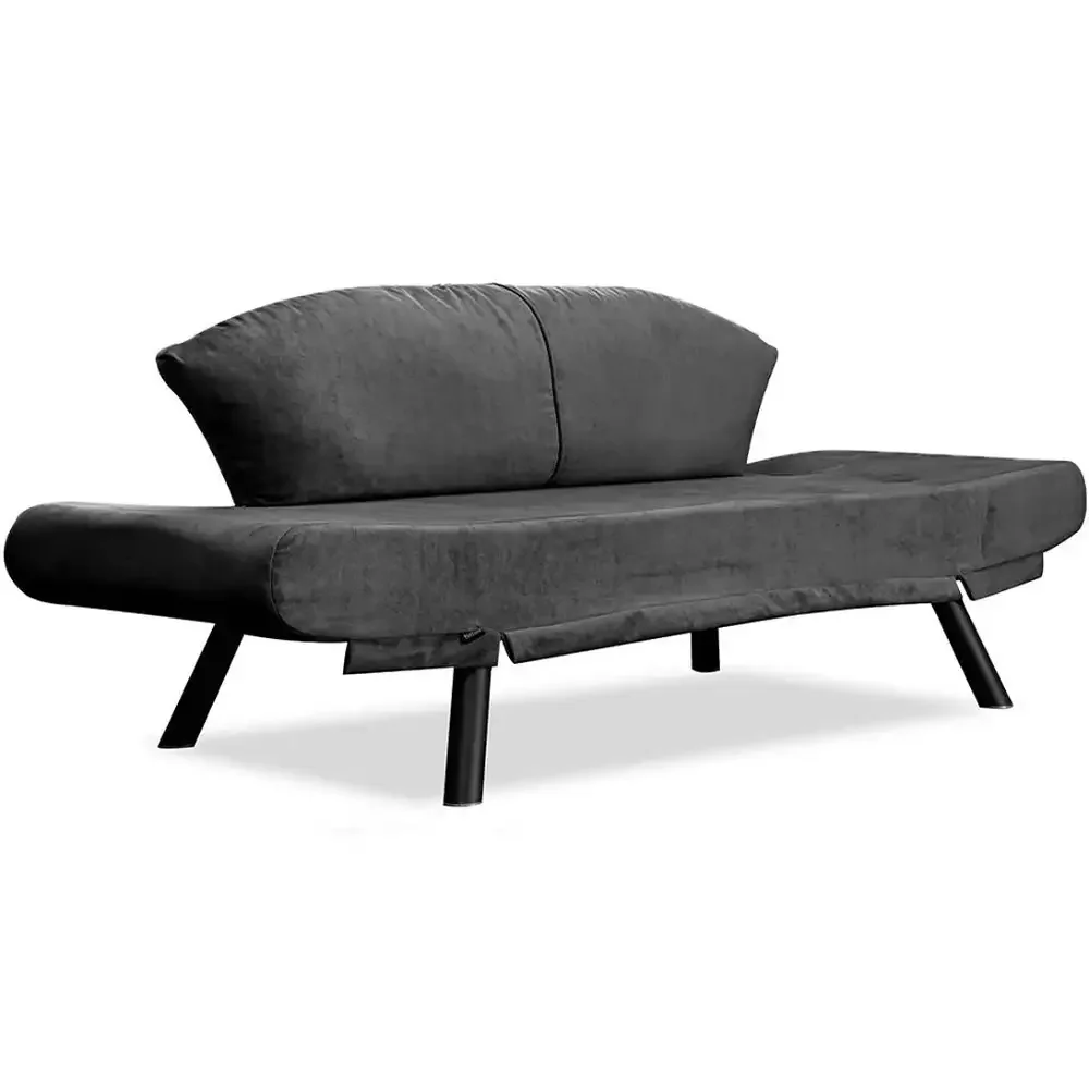 Canapea Extensibila 2 Locuri Living 205X80 cm – Stofa & Metal, Gri – Genzo