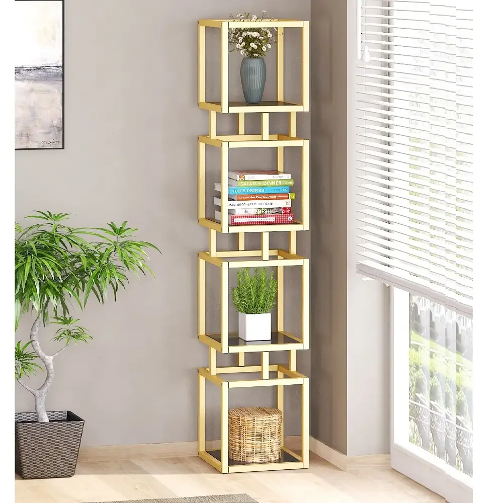 Biblioteca Art Din Metal Culoare Auriu 150 cm