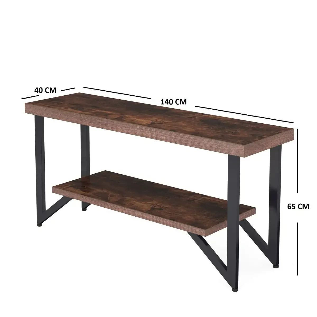 Comoda TV cu Picioare Metal Homs 140 cm, Nuc-Negru, 30403