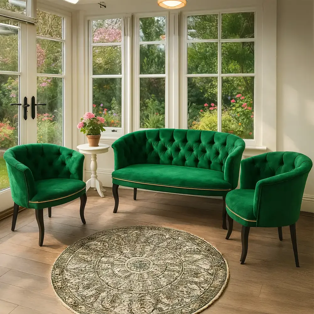 Set Canapea Si Fotolii Milano Relax Homs Textil Verde