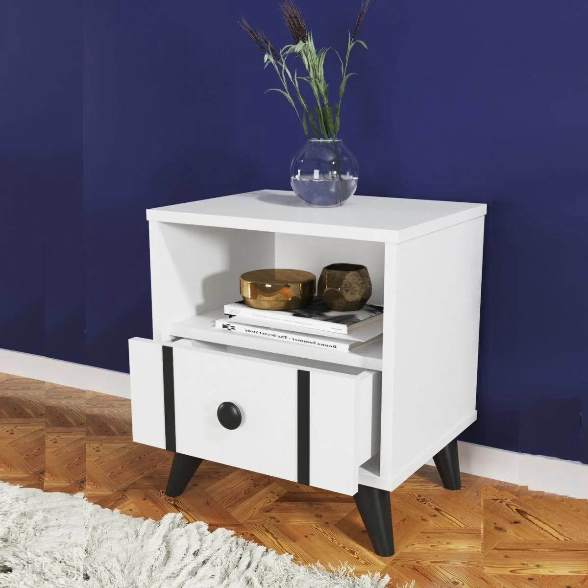 Noptiera Carla Homs, Alb, 51 x 36 x 45 cm