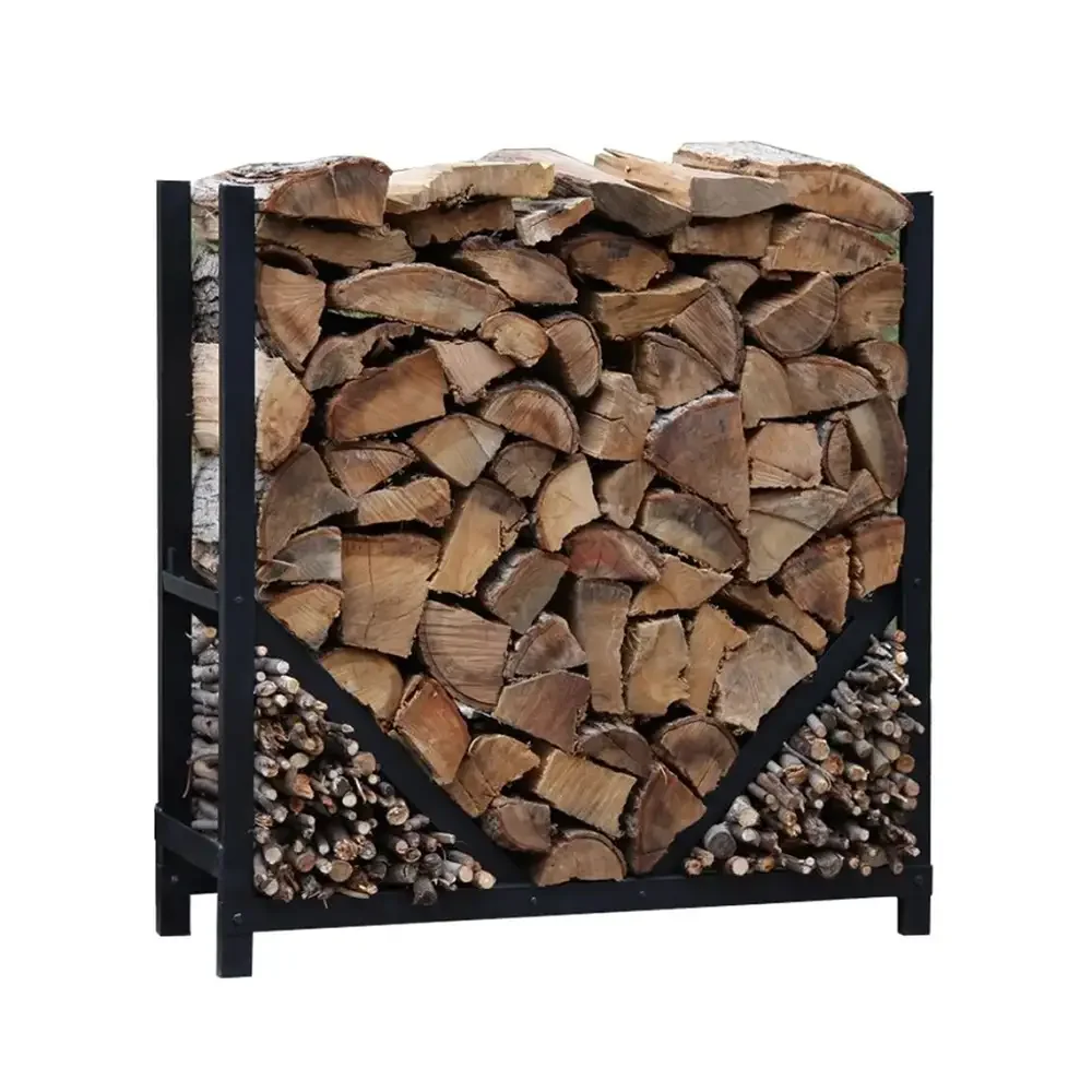 Suport Lemne Semineu Din Metal, Homs Negru, 80x30x80 cm