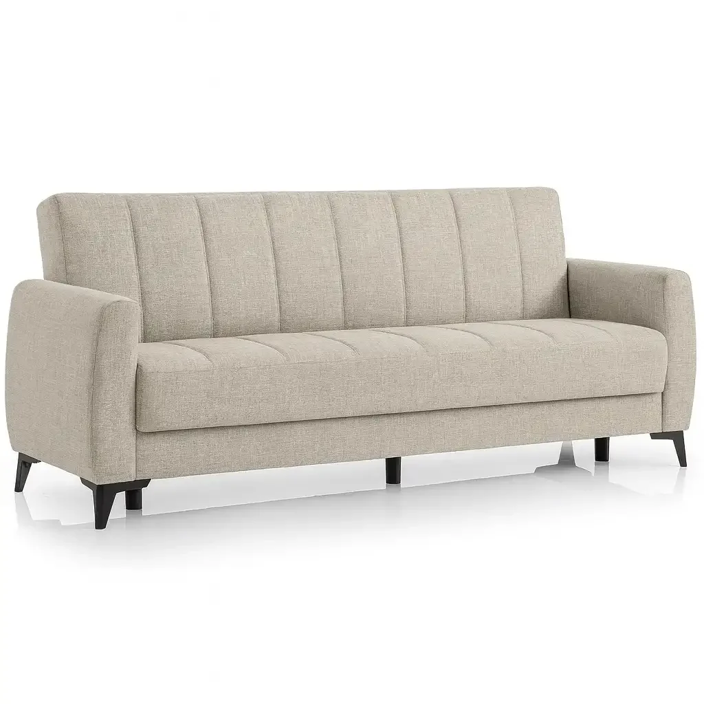 Canapea Extensibila Cu Lada De Depozitare Living 215x85x90 Cm – Stofă, Bej – Hilton