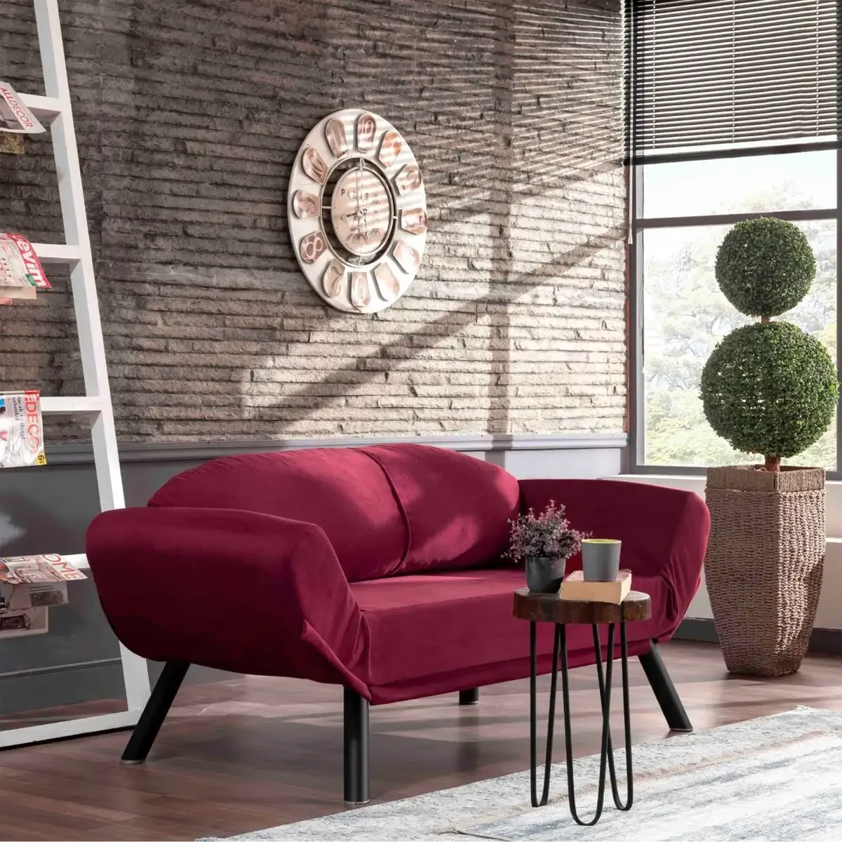 Canapea Extensibila 2 Locuri Living 205X80 cm – Stofa & Metal, Multicolora – Genzo