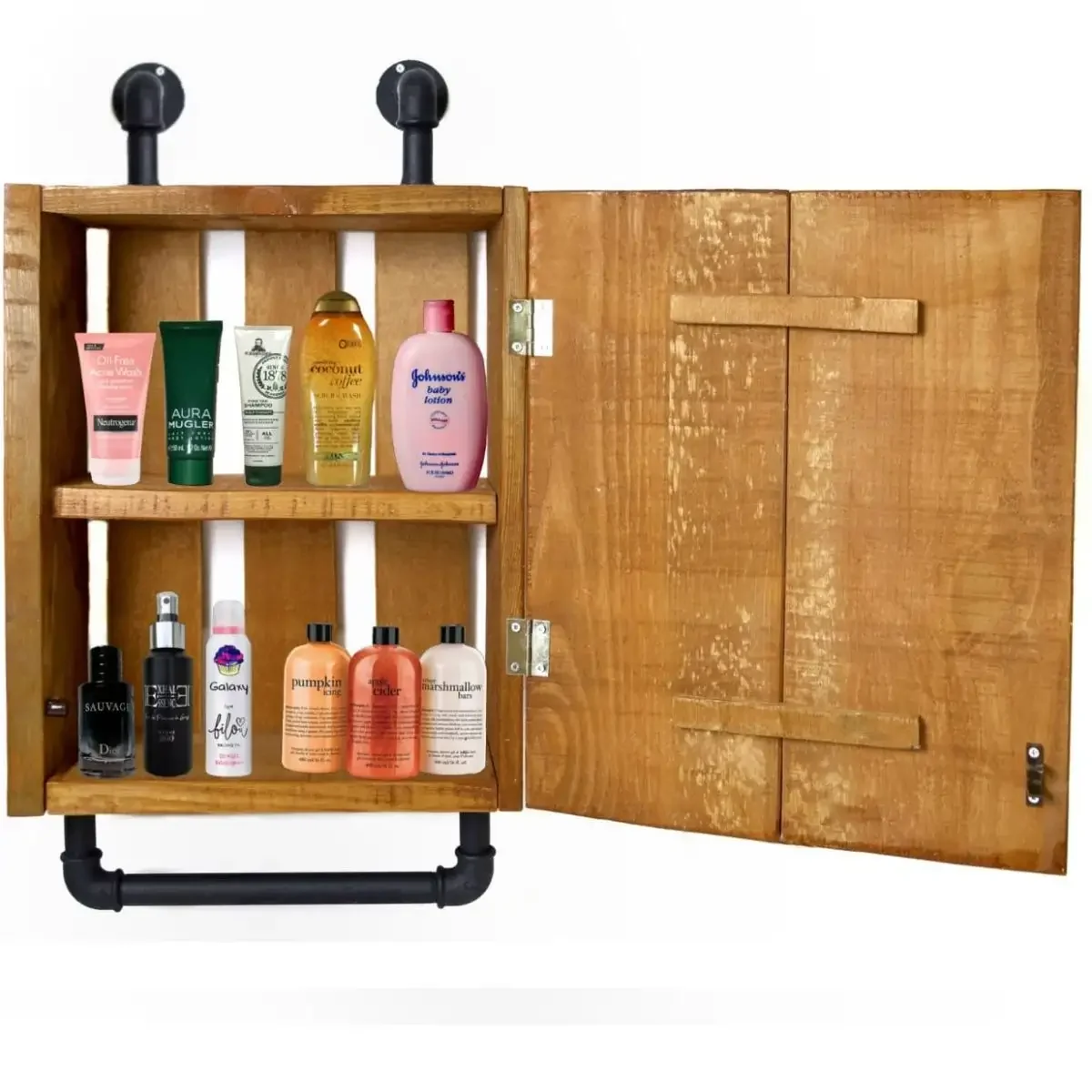 Dulap Baie cu Oglinda si Etajera Calypso Homs, Nuc-Negru, 45 X 15 X 35 cm, 10151