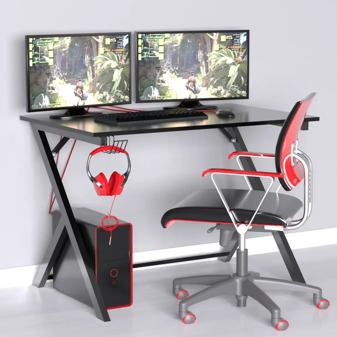 Birou Calculator Cadru Metalic Nadia Homs, Negru