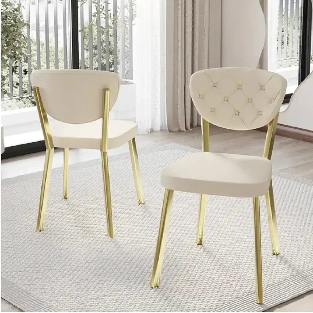 Scaun Barton, Bej, Profil Din Metal, Auri