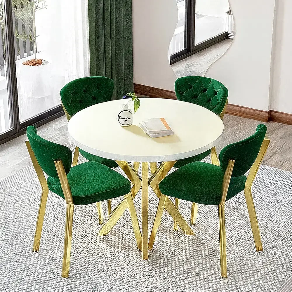 Scaun Barton, Verde, Profil Din Metal, Auri