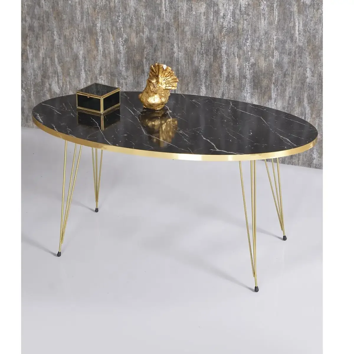 Măsuță de Cafea Ovală Neagră, 90x50x43 cm, 20126