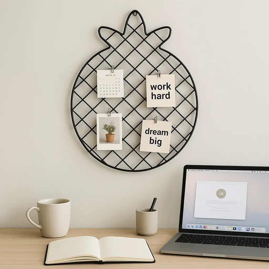 Set 2 Bucati Panou Foto Metalic, Ananas Homs, 47 x 36 cm, Negru