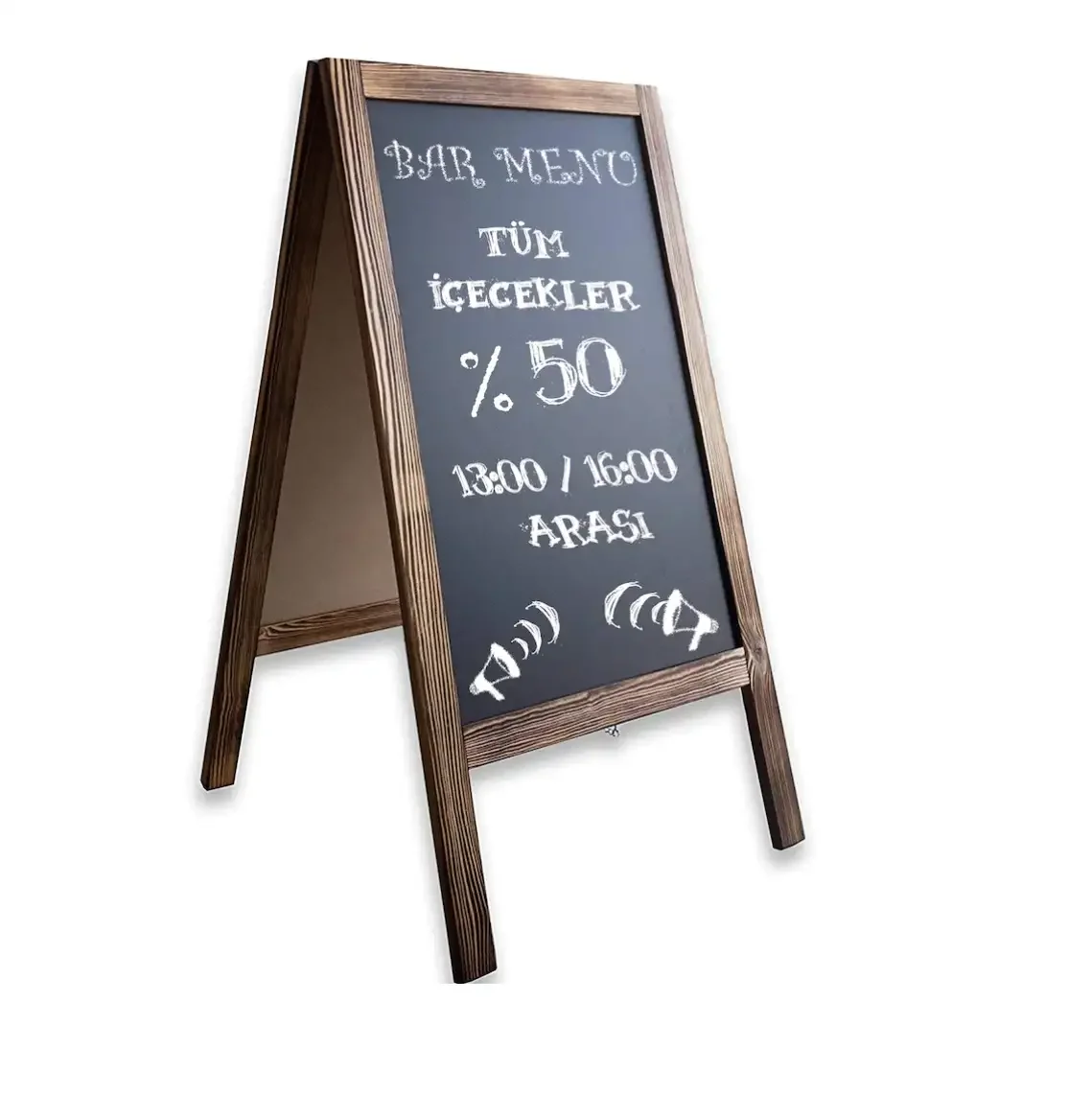 Tabla Meniu Restaurant, Dijon Homs, Negru/Natur, 100 x 50 cm