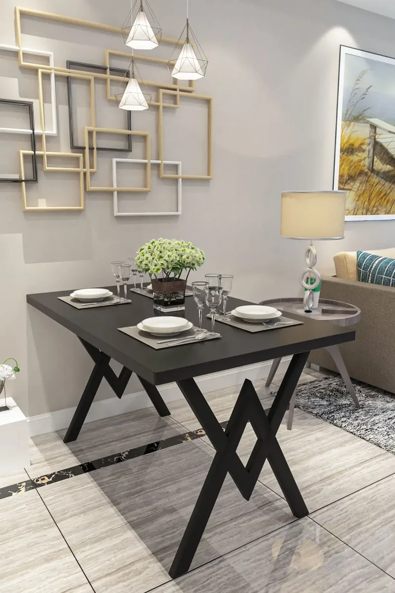 Resigilat: Masa Bucatarie Texturata, Negru, 120x80x75 cm, 30410