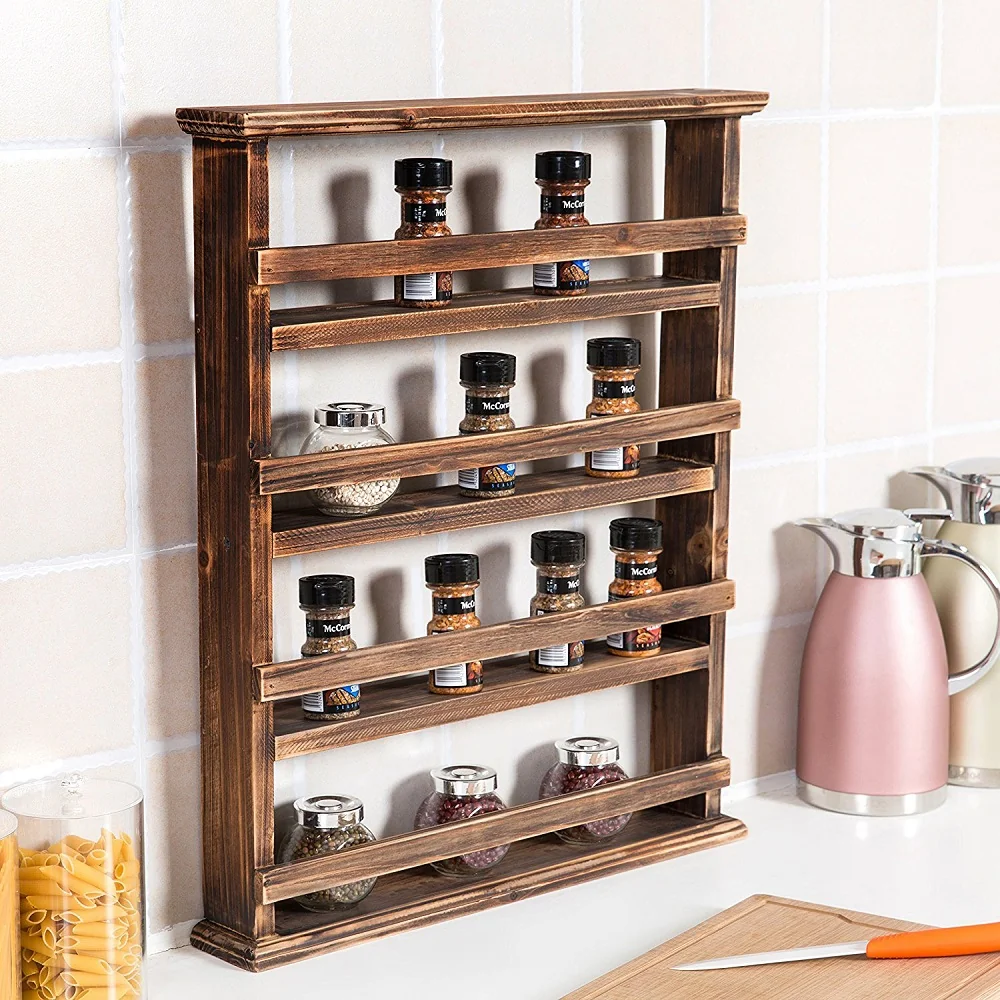 Raft Condimente Bucatarie Din Lemn Masiv 48 cm