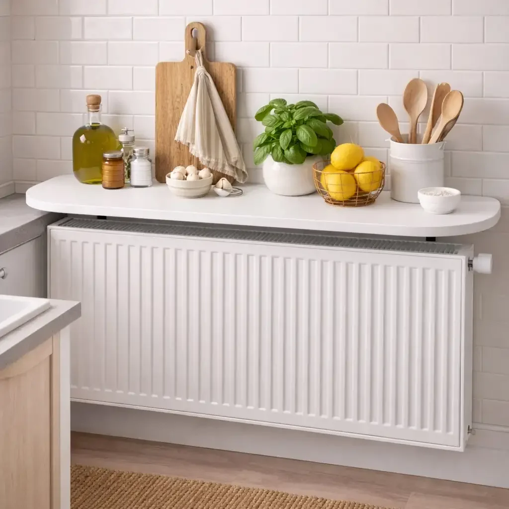 Raft Perete, Suport Calorifer, Alb, Homs, 80x18 cm, L006