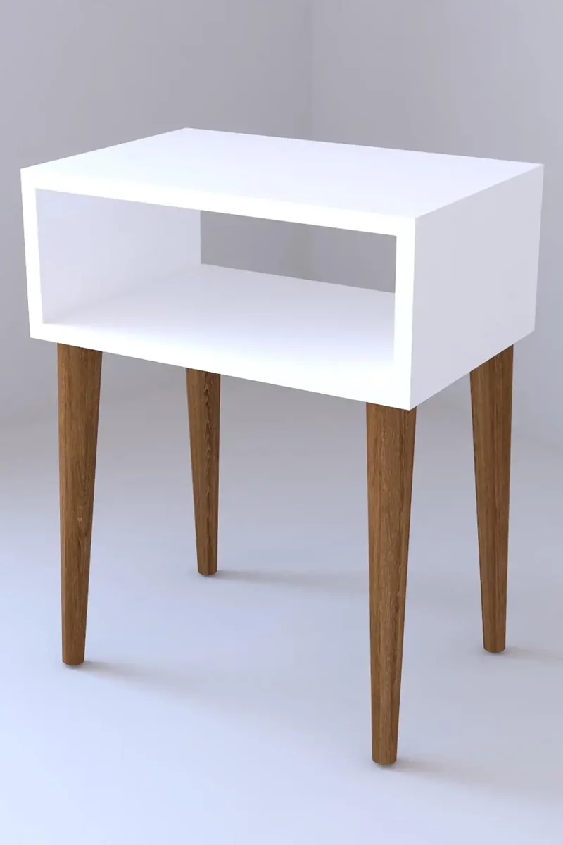 Resigilat: Noptiera Moderna Deschisa Milena Homs 45 x 30 x 60 cm, Alb-Nuc