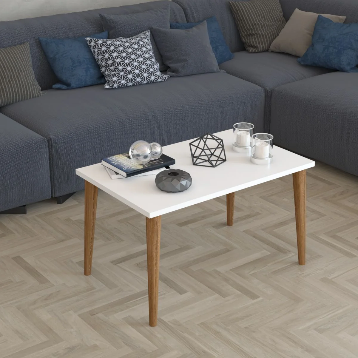 Masa de Cafea Paco Homs 72 x 45 x 42 cm, Alb-Nuc