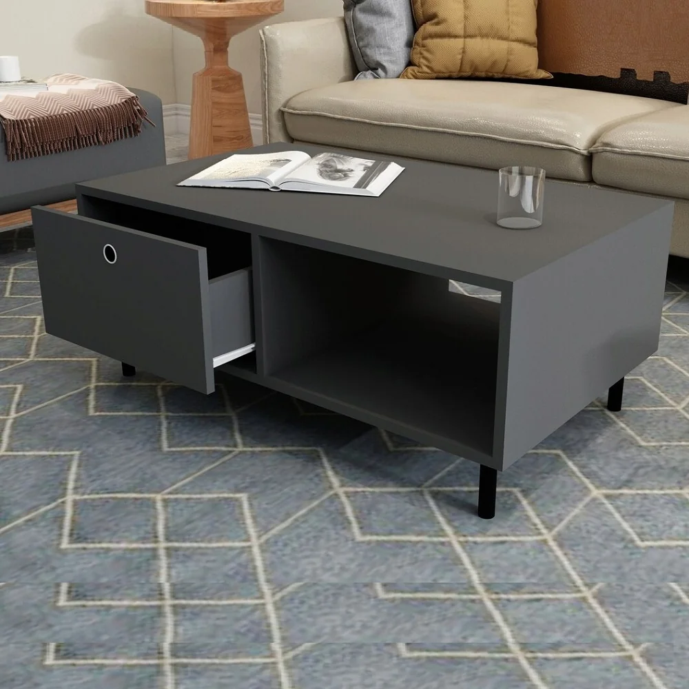 Masuta Cafea Nando cu Sertar, Living, Culoare Antracit, 100 cm