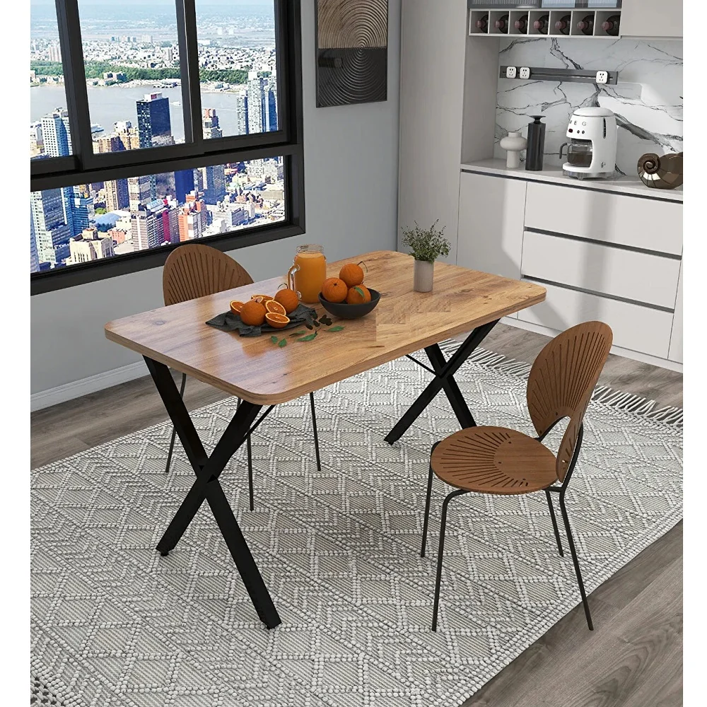 Masa Bucatarie Texturata, Nuc-Negru, 120x70x75 cm, 60124