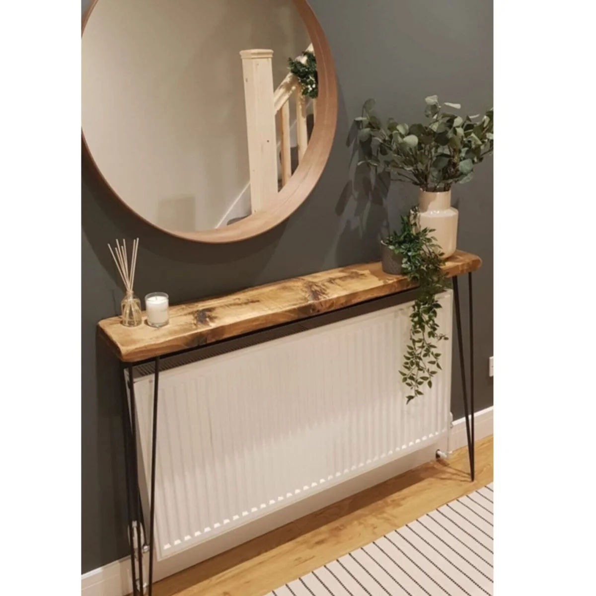 Masuta Hol Intrare, Suport Calorifer, Seria Wood Homs, 90 x 19 x 75cm, 30438