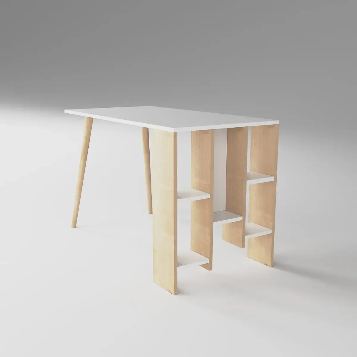 Birou cu Rafturi Vitto Homs Stejar-Alb 120 x 60 x 73.8 cm