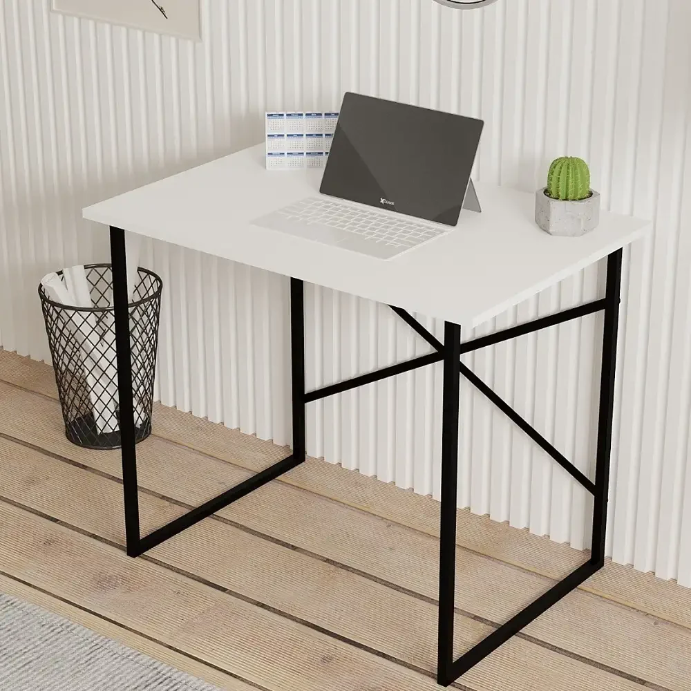 Birou Stil Industrial Coby Culoare Alb, Metal/PAL, 90 cm