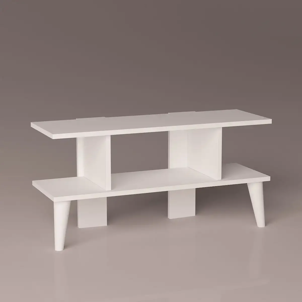 Comoda TV cu Rafturi Kat Homs Alb 90 x 27.8 x 40 cm