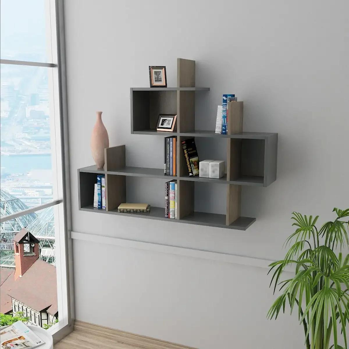 Raft Perete Cassy Homs Gri-Nuc 129 x 22 x 99 cm