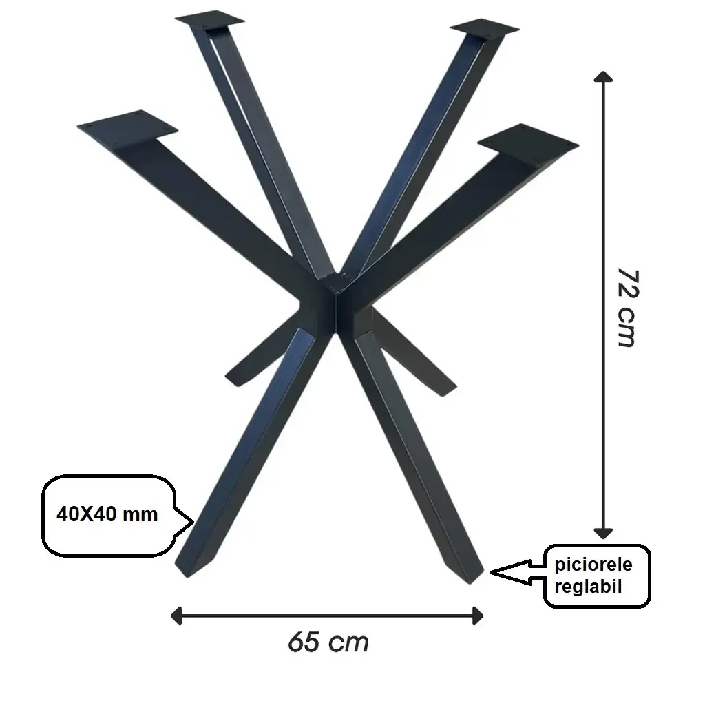 Picioare pentru masa rotunda sau patrata metal, culoare negru,A0062
