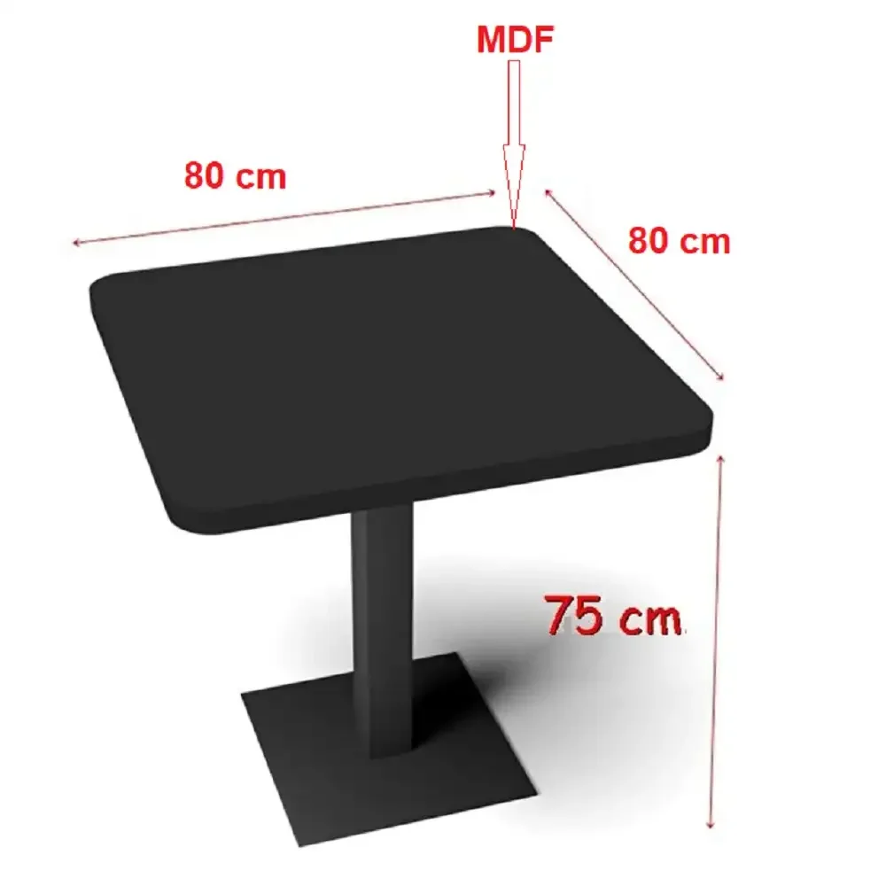 Masa din MDF, patrat  texturata, Homs, negru marmorat, 80 x 80 x 75 cm, A0111
