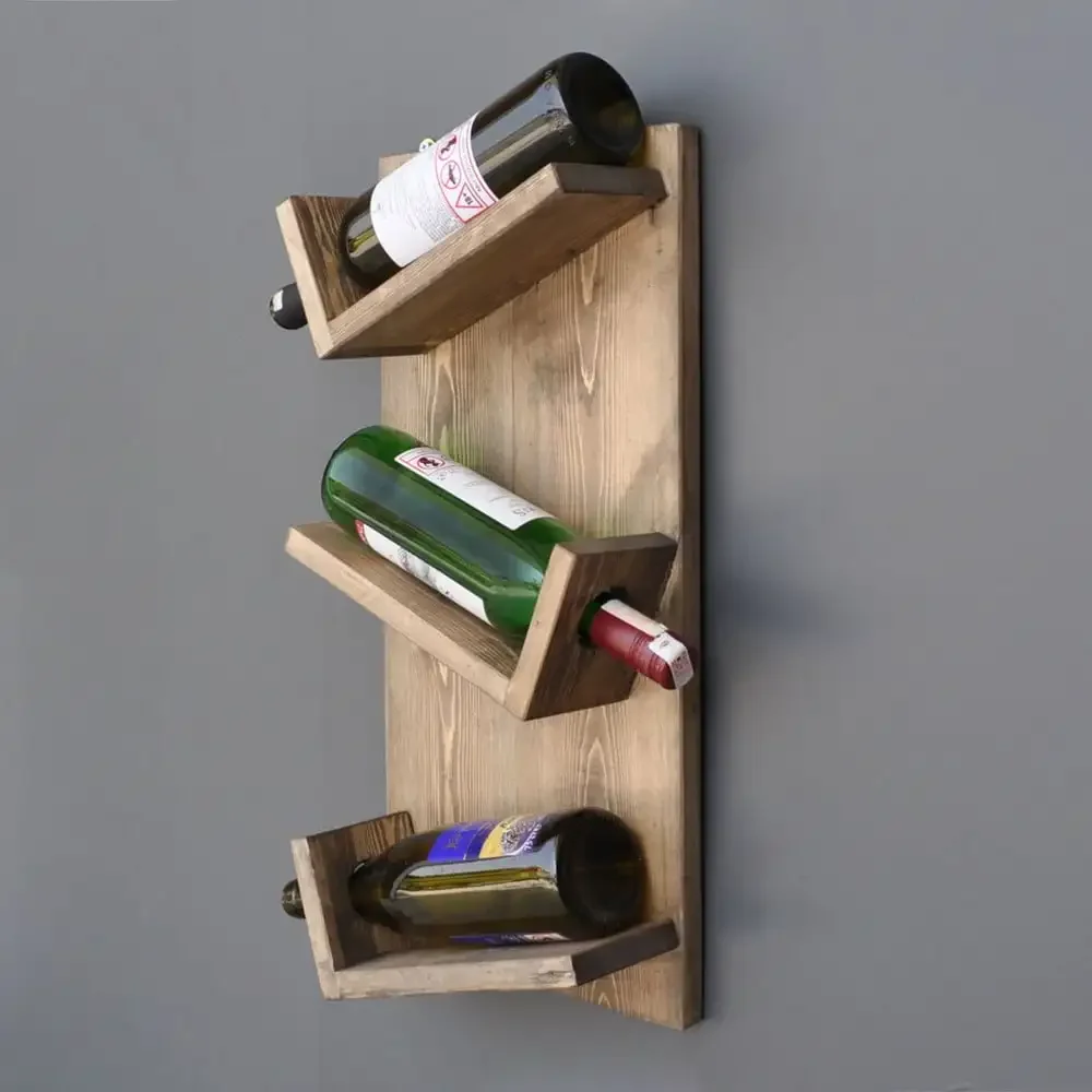 Stand sticle vin din lemn,seria wood, Homs Bar, Natur, 50 x 28 x 11 cm,700138