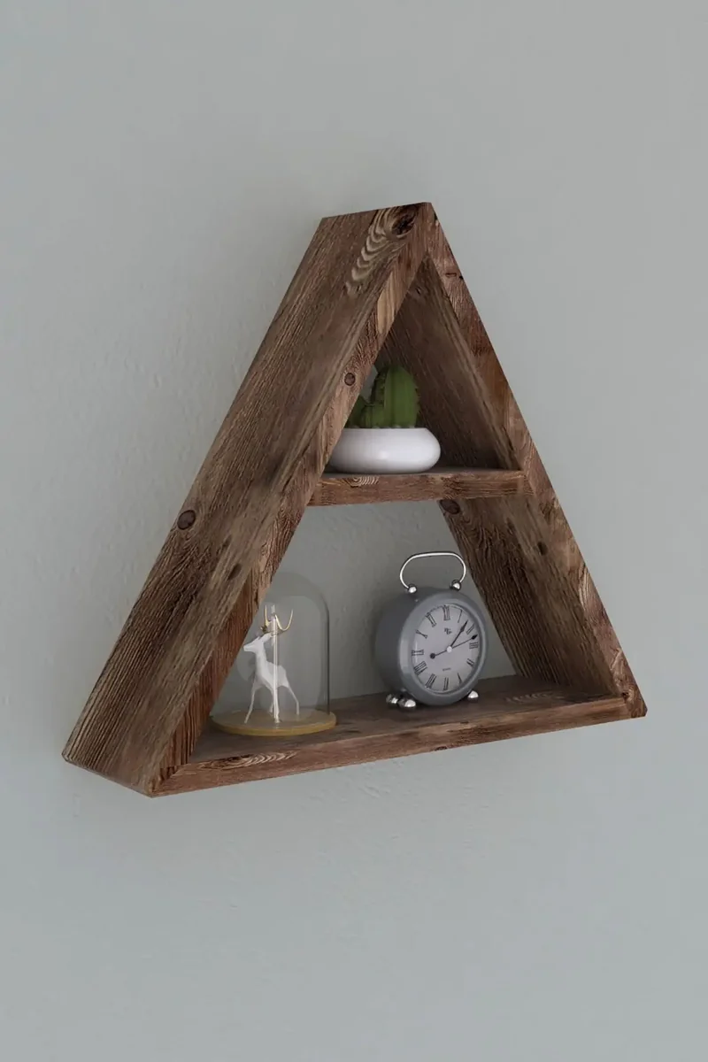 Raft perete din lemn ,seria wood Homs, maro, 33 x 30 x 6 cm,700201