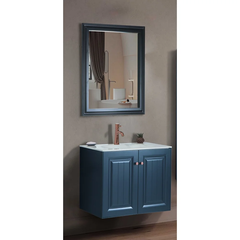 Set Mobilier Baie Capella Suspendat 3 Piese Albastru 80 Cm