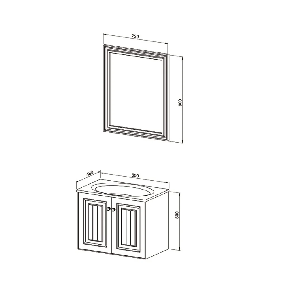 Set Mobilier Baie Capella Suspendat 3 Piese Albastru 80 Cm