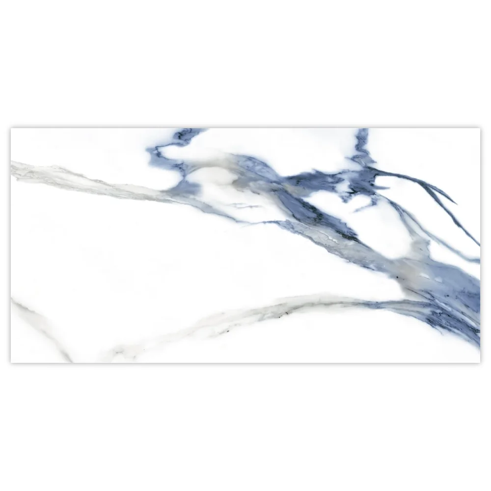 Gresie Exterior / Interior Portelanata Calacatta Aqua Blue 30 x 60 cm Mata Rectificata Tip Marmura