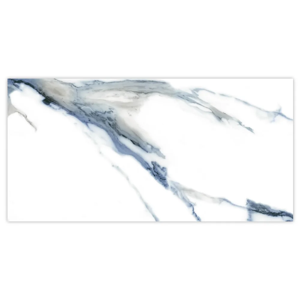 Gresie Exterior / Interior Portelanata Calacatta Aqua Blue 30 x 60 cm Mata Rectificata Tip Marmura