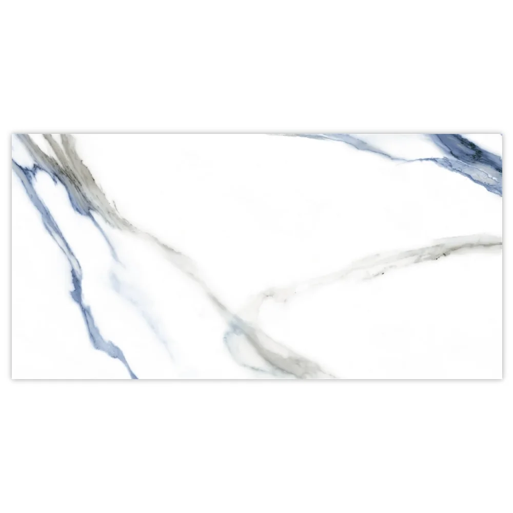 Gresie Exterior / Interior Portelanata Calacatta Aqua Blue 30 x 60 cm Mata Rectificata Tip Marmura