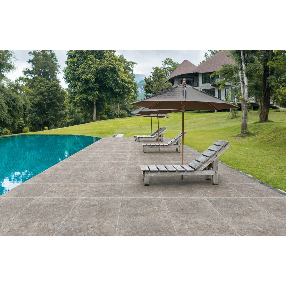 Gresie Exterior / Interior Portelanata Pewter Travertine 60 x 60 Cm Mata Rectificata Tip Piatra Naturala