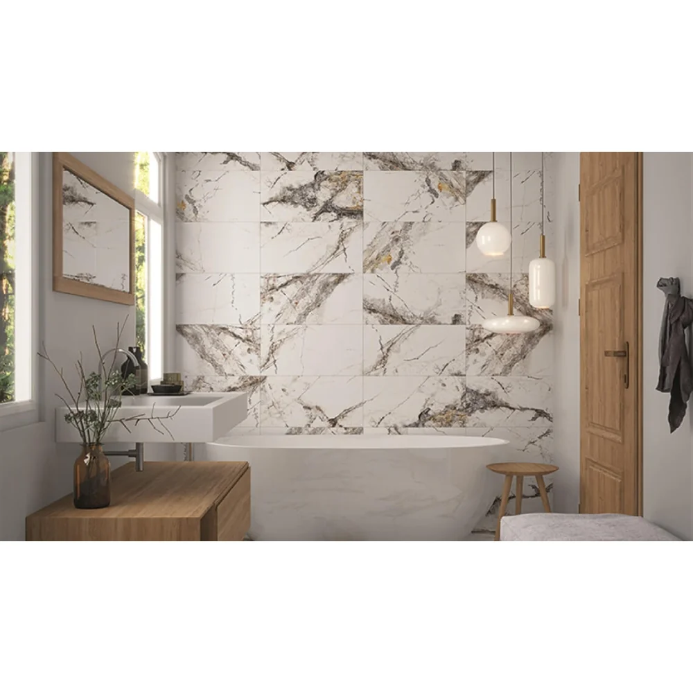 Gresie Exterior / Interior Portelanata Invisible Marble Grey 30 x 60 cm Mata Rectificata Tip Marmura