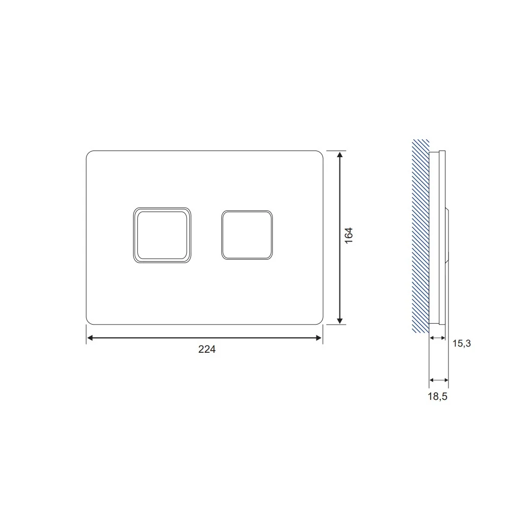 Cersanit Buton Pneumatic Accento Patrat Sticla Neagra S97-058