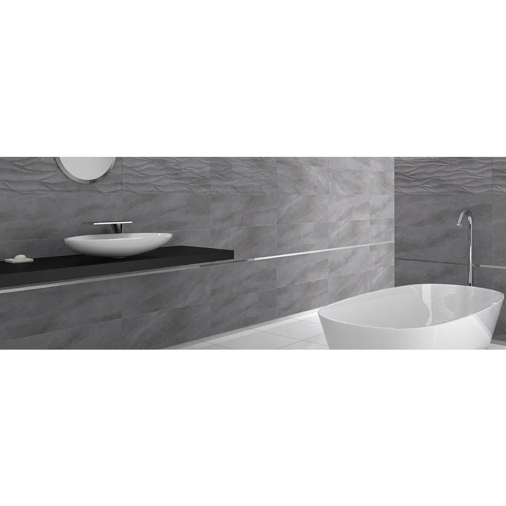 Faianta Rectificata Onda Grey 30 x 90 Lucioasa