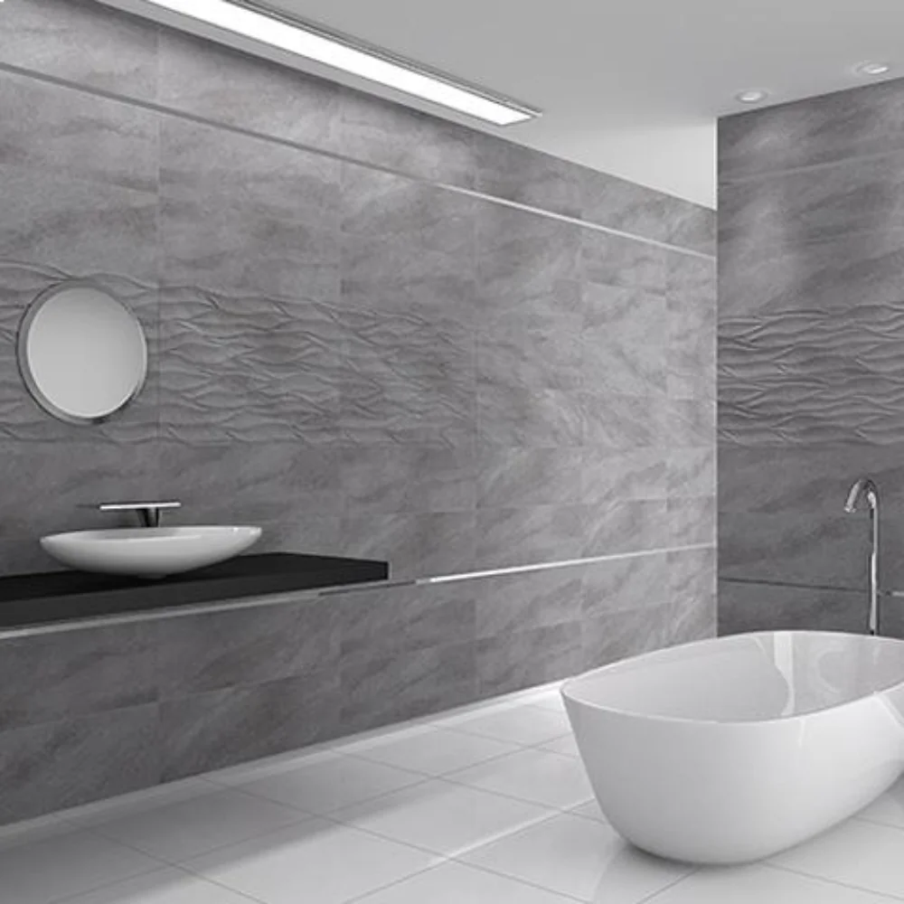 Faianta Rectificata Onda Wavy Grey 30 x 90