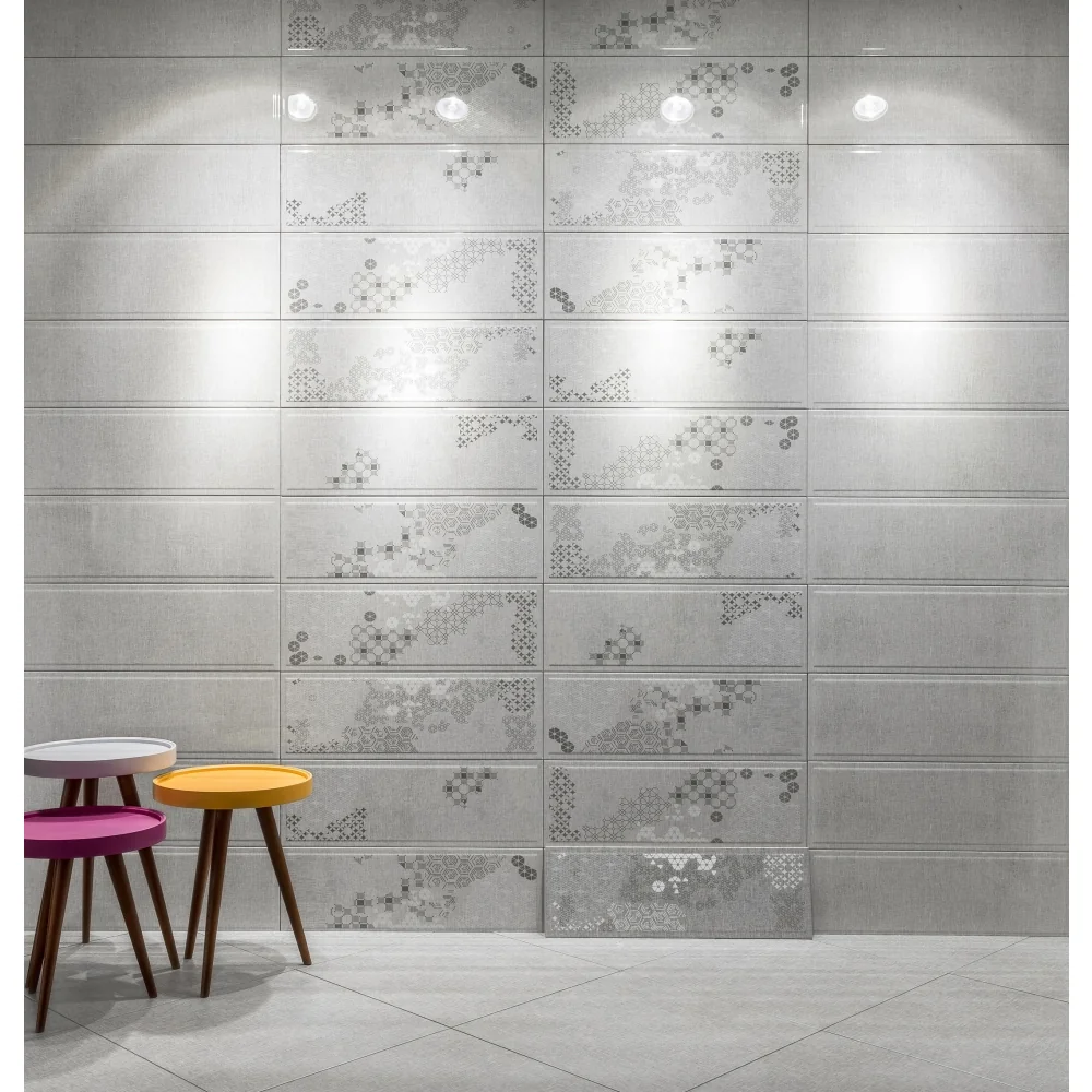 Faianta Jazz Light Grey Relief 25 x 75 Lucioasa