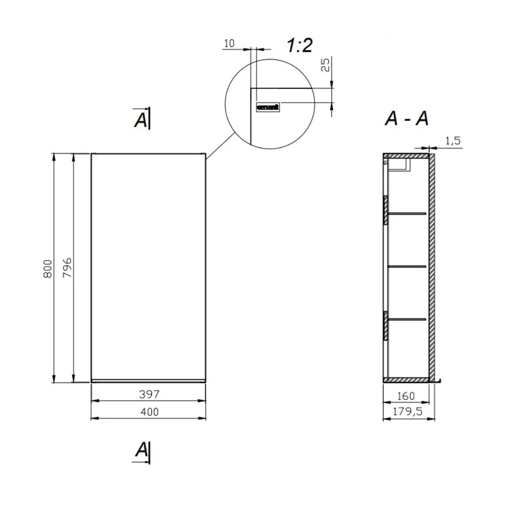 Dulap Baie Suspendat Cersanit Virgo S522-038 Gri 40x80 cm