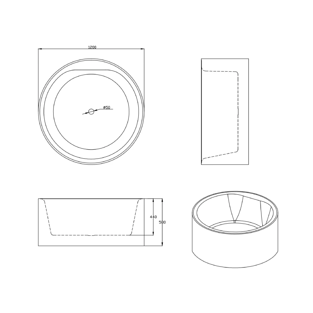 Cada Baie Freestanding Bella WB-838 Acril 120 x 120 x 58 cm Alb