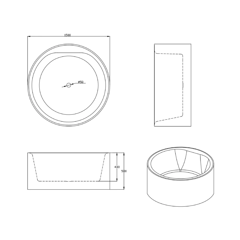 Cada Baie Freestanding Bella WB-838 Acril 150 x 150 x 58 cm Alb