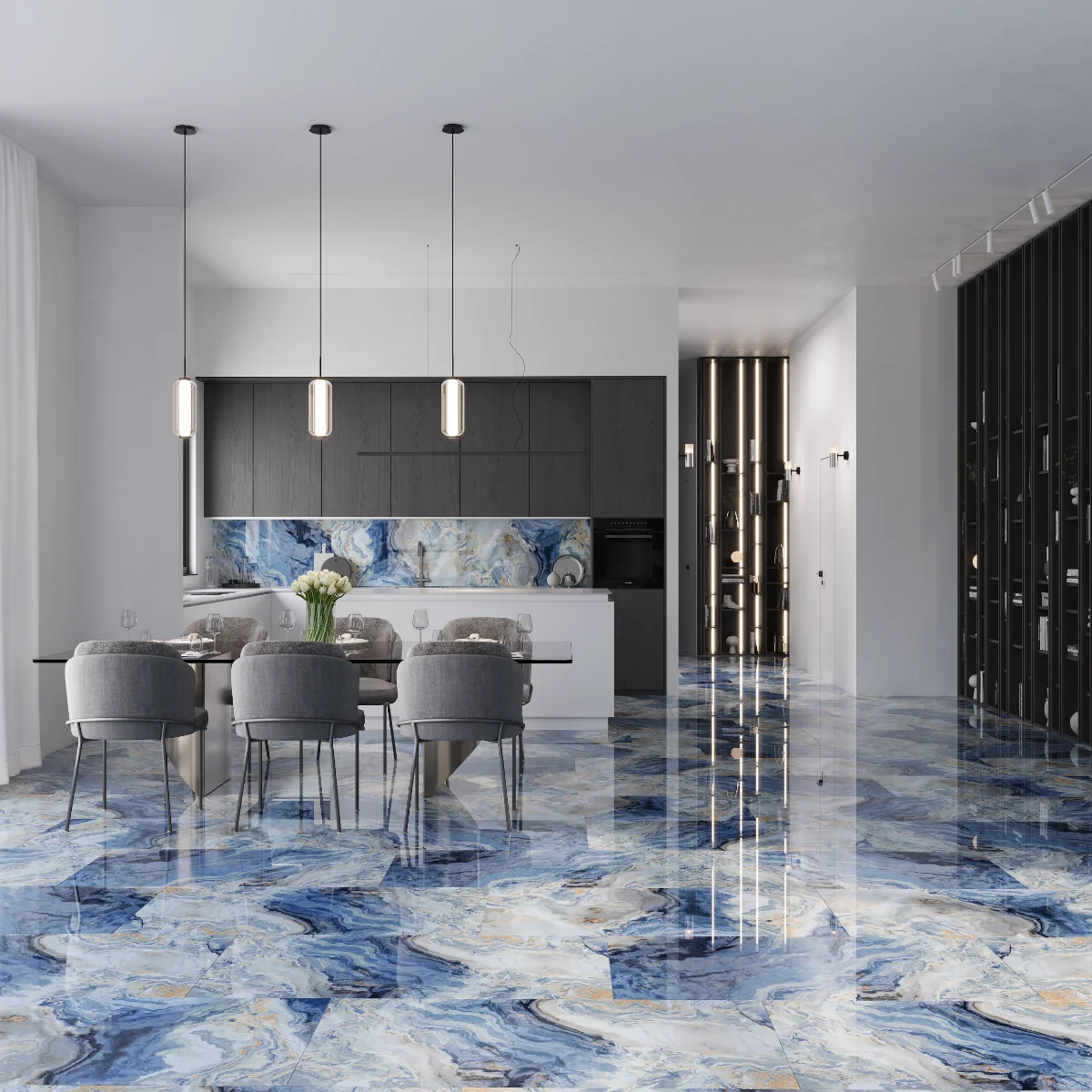 Gresie Exterior / Interior Portelanata Hypnos 60 X 120 Cm Lucioasa Rectificata Tip Marmura