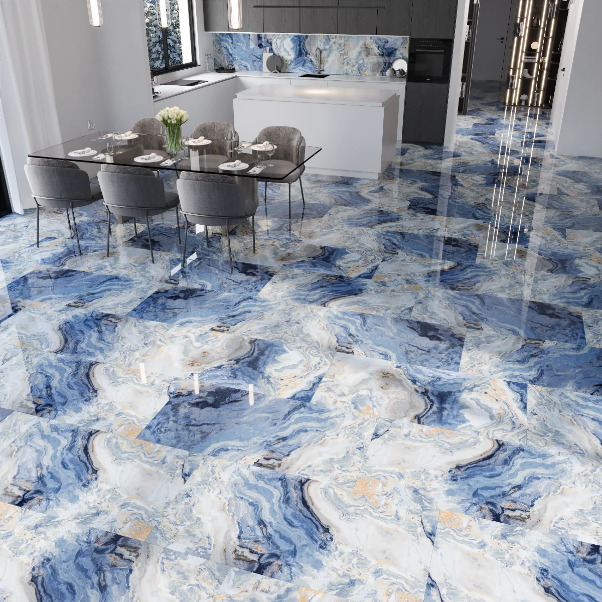 Gresie Exterior / Interior Portelanata Hypnos 60 X 120 Cm Lucioasa Rectificata Tip Marmura